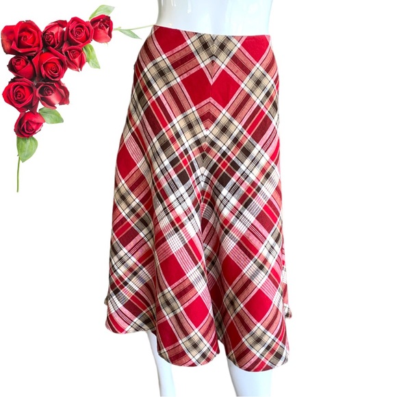 JONES NEW YORK VINTAGE LINEN PLAID A-LINE SKIRT. WOMEN’S SIZE 8 - Picture 1 of 7
